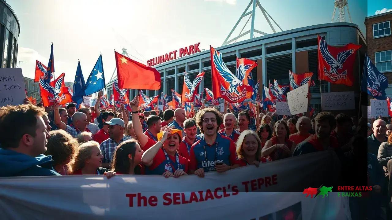 Torcida do Crystal Palace protesta contra exclusão da Liga Europa e decisão da Uefa