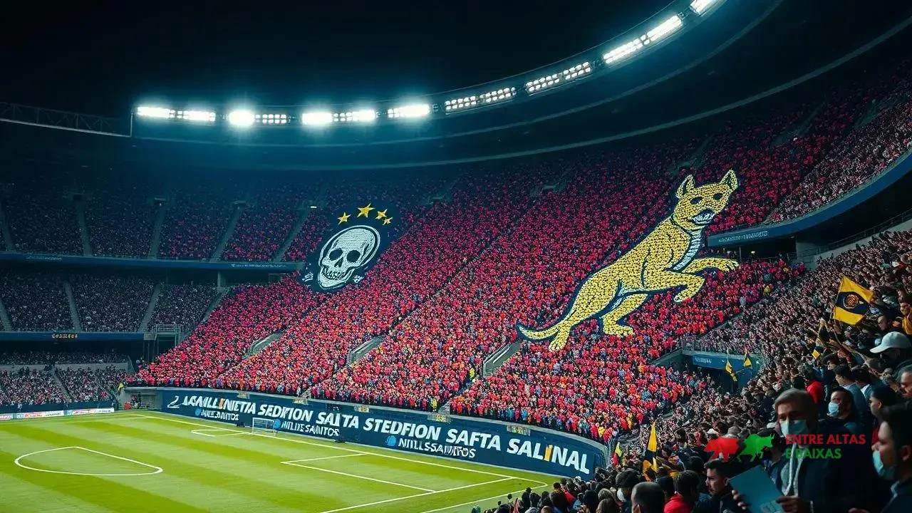Torcida do Botafogo cria mosaico em movimento contra a LDU no Nilton Santos